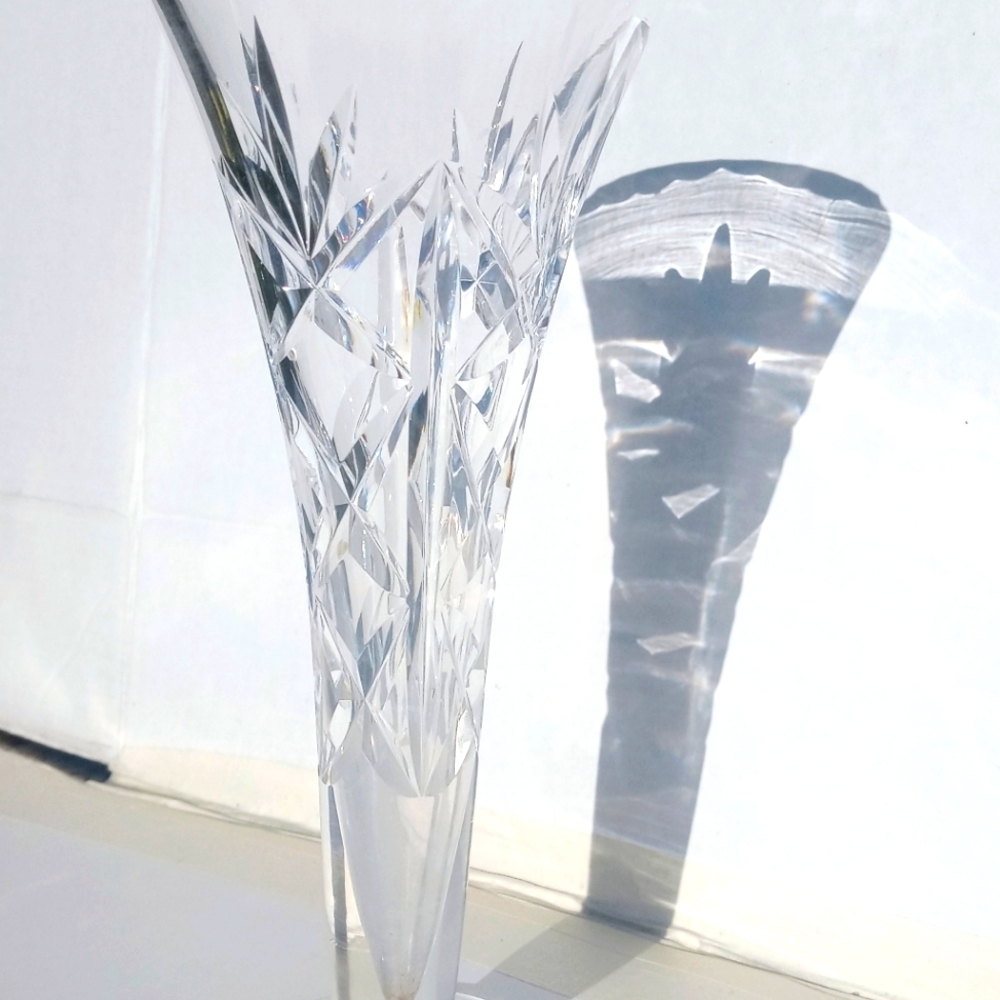 VTG Signed Waterford Crystal Innisfree Flower Bud Vase Irish Tapered Weedpot